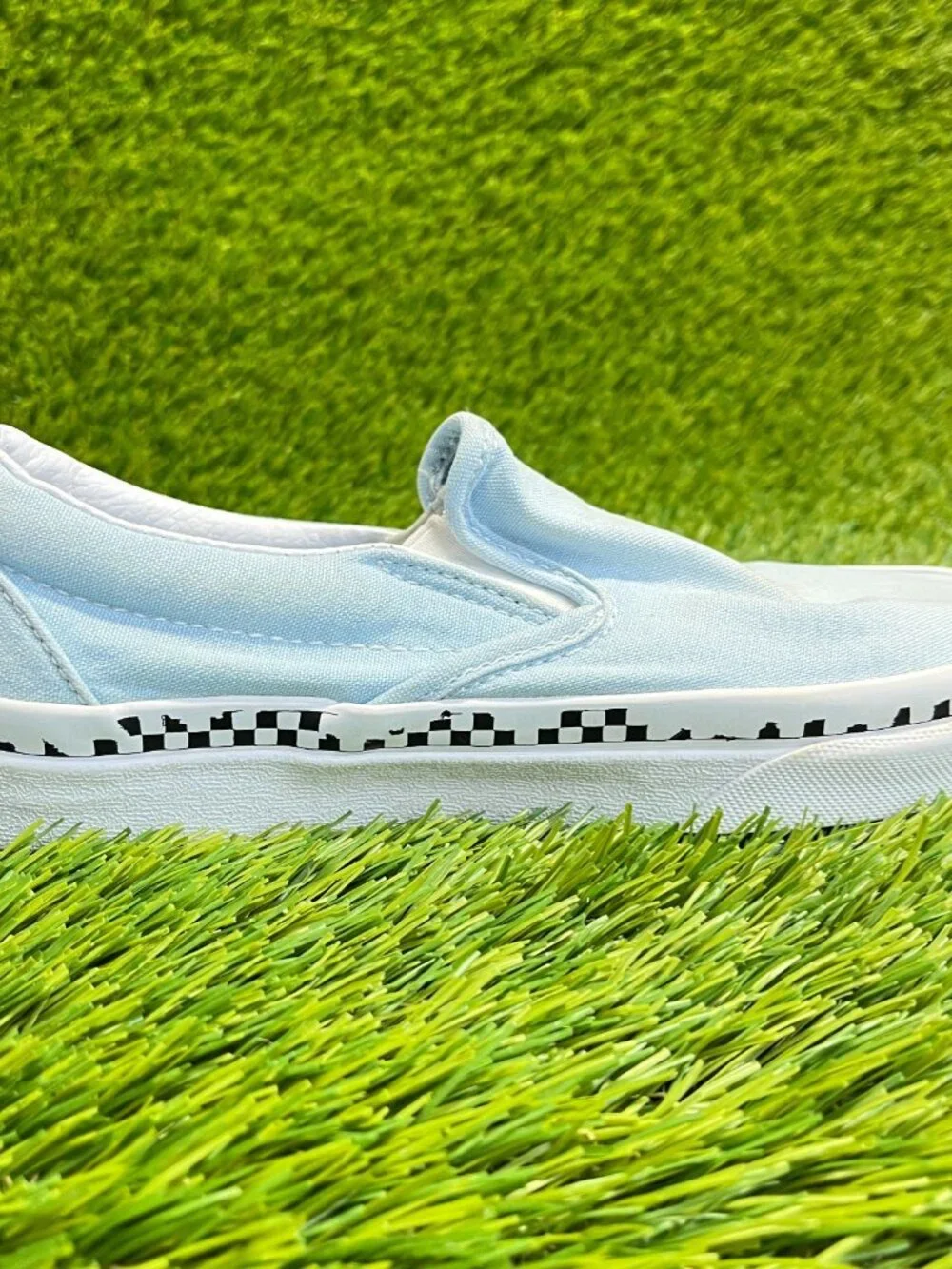 Vans Classic Slip-On Womens Size 5 Blue White Athletic Skateboard Shoes Sneakers